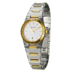 Bulova Women's Two-tone Stainless Steel White Dial Watch