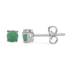 Sterling Silver Round-cut Emerald Stud Earrings