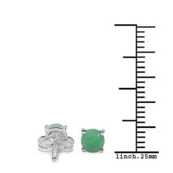 Sterling Silver Round-cut Emerald Stud Earrings