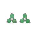 Sterling Silver Round-cut Emerald Stud Earrings