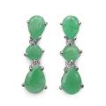 Malaika Sterling Silver Pear- and Round-cut Emerald Dangle Earrings