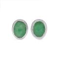 Sterling Silver Oval-cut Emerald Stud Earrings
