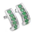 Sterling Silver Round-cut Emerald Dangle Earrings