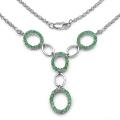 Sterling Silver Round-cut Emerald Oval Design Necklace