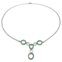Sterling Silver Round-cut Emerald Oval Design Necklace