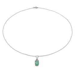 Sterling Silver Oval-cut Emerald Necklace