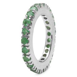 Sterling Silver Round-cut Emerald Eternity Ring