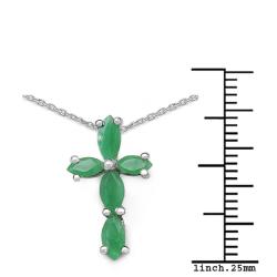 Sterling Silver Marquise-cut Emerald Cross Necklace
