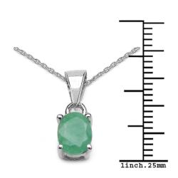 Sterling Silver Oval-cut Emerald Necklace