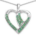 Sterling Silver Round-cut Emerald Open Heart Necklace