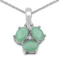 Sterling Silver Oval-cut Emerald and Diamond Accent Necklace