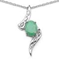 Sterling Silver Emerald and Diamond Accent Abstract Design Necklace