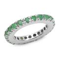 Malaika Sterling Silver Round-cut Emerald Eternity Ring