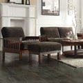 ETHAN HOME Hills Mission-style Oak/ Rust Chair and Ottoman