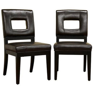 Contemporary Leather Chairs Brown (Set of 2)