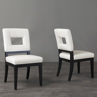 See Reviews Contemporary Leather Chairs Cream (Set of 2)