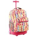 J World 'Sunrise' Squares Neon 18-inch Rolling Backpack