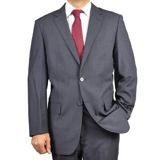 Carlo Lusso Men's Solid Charcoal Grey Two-button Suit