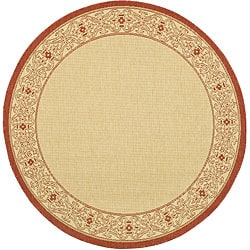 ===>  Safavieh Indoor/ Outdoor Oceanview Natural/ Red Rug (5'3 Round)