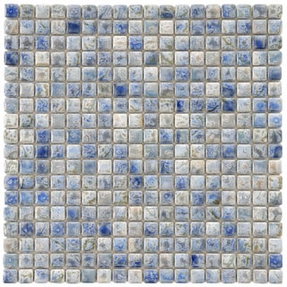 Low Price SomerTile 12x12-in Samoan 9/16-in Neptune Blue Porcelain Mosaic Tile (Pack of 10)
