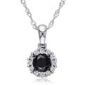 Miadora 14k Gold 1/2ct TDW Black and White Diamond Halo Necklace (H-I, I2-I3)