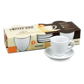 CH26  2 oz Espresso Coffee Cup 12 Pc Cup & Saucer White Porcelain Set