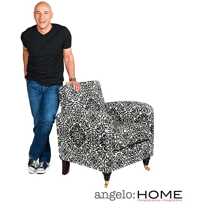 angelo:HOME Modern Damask Black and White Grant Arm Chair - Overstock Shopping - Great Deals on 