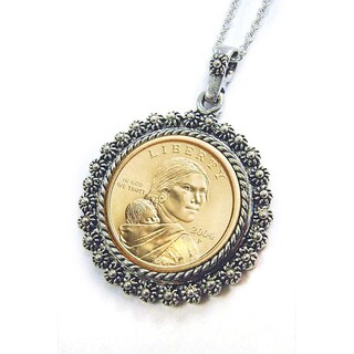 American Coin Treasures Sacagawea Dollar Silvertone Necklace
