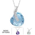 Miadora 10k White Gold Gemstone and Diamond Heart Necklace