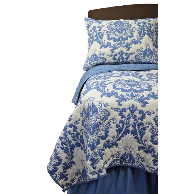 Twinsize Blue Damask 2piece Quilt Set Overstock™ Shopping Great