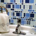 SomerTile 11 3/4x11 3/4-in Reflections Magic Celeste Glass Mosaic Tile (Pack of 10)