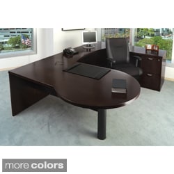 Buy Online Mayline Mira Wood Veneer 4-piece LH P-top U Workstation Suite #22