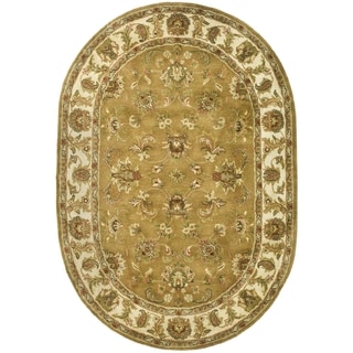 Handmade Heritage Tabriz Mocha/ Ivory Wool Rug (4'6 x 6'6 Oval)