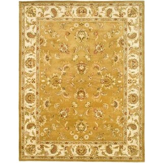 Handmade Heritage Tabriz Mocha/ Ivory Wool Rug (6' x 9')