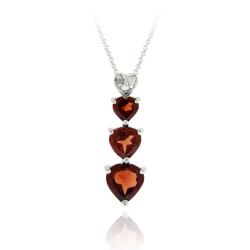 Glitzy Rocks Sterling Silver Garnet and Diamond Accent Heart Necklace