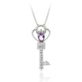 Glitzy Rocks Sterling Silver Amethyst and Diamond Accent Key Necklace