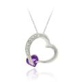 Glitzy Rocks Sterling Silver Amethyst and Diamond Accent Heart Necklace