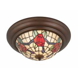 Floral Cut Glass 3-light Flush-mount Fixture