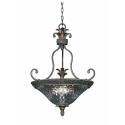 Crystal Glass 3-light Bronze-finish Pendant