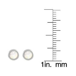 Sterling Silver Round-cut White Created Opal Stud Earrings