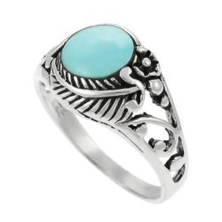 Sterling Silver Turquoise Leaf Ring