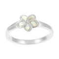 Sterling Silver White Opal Plumeria Flower Ring