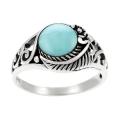 Sterling Silver Turquoise Leaf Ring