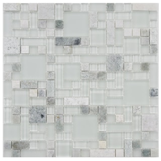 SomerTile 12x12-in Reflections Versailles Ming Glass/Stone Mosaic Tile (Pack of 10)