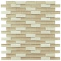 SomerTile 12x12-in Reflections Subway 5/8x2-in Sandstone Glass/Stone Mosaic Tile (Pack of 10)