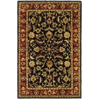 Handmade Heritage Heirloom Black/ Red Wool Rug (4' x 6')