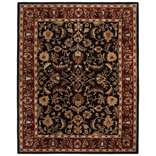 Handmade Heritage Heirloom Black/ Red Wool Rug (7'6 x 9'6)