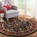 Handmade Heritage Heirloom Black/ Red Wool Rug (6' Round)