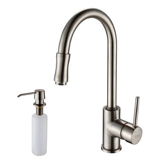 Kraus Satin Nickel Pull-out Sprayer Kitchen Faucet and Soap Dispenser