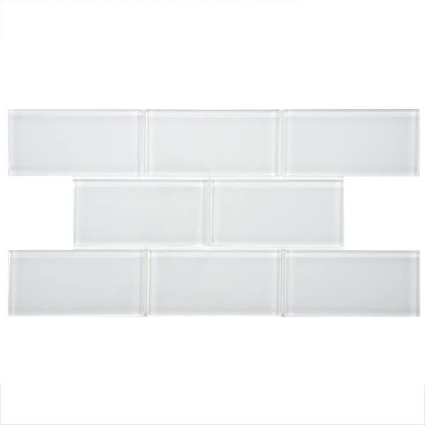 Somertile 3x6-in Reflections Subway Ice White Glass Tile (case Of 80 